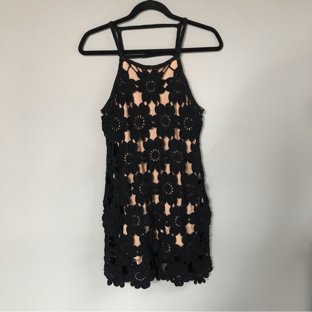 Free People Daisy Jones style crochet mini dress